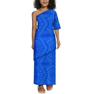 Setelan 2 potong baju anak-anak, setelan 2 potong baju anak-anak, balita, lengan pendek, ukuran Plus, bahu miring, Puletasi, desain seni Pulau Pasifik kustom, - Product Image 4