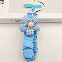 Dragonne de poignet plissée en tissu pour iPhone 18, motif écossais fleuri, courte, accessoire portable pour sac et porte-clés