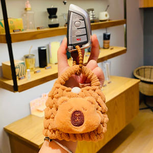 Lindo llavero de capibara de aleación y peluche suave, bolsa de almacenamiento de auriculares tejida, animal de peluche, colgante para mochila escolar, decoración para mochila - Product Image 2