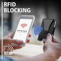 Dompet Kartu Pop Up Logam Minimalis Pria, Aluminium, Anti-RFID, dengan Penjepit Uang untuk Saku, Anti Maling, Hadiah Bisnis