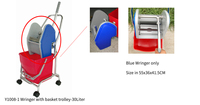 Chariot de nettoyage pour hôtels et aéroports, avec poignée en aluminium bleue, capacité supérieure à 30L, cadre en PP écologique, essoreuse à pression facile à utiliser
