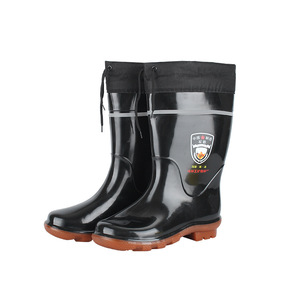 Botas de Lluvia Negras con Suela de Cuero Vacuno, Resistentes a Productos Químicos, Aceite y Deslizamientos, de Tacón Bajo, Color Sólido, Protección para los Pies - Product Image 4