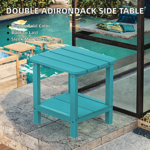 Modern Double Adirondack <b>Side</b> <b>Table</b> | Durable Plastic Outdoor <b>Square</b> <b>Table</b> | Multipurpose Bedroom Patio Furniture - Product Image 2