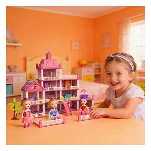 Casa de Juguete de Lujo con Diseño de Mansión, con Balcón, Piscina, Tobogán, Ascensor y Muebles, Regalo para Niños de 5 a 7 Años, para Cuarto de Juegos - Product Image 5