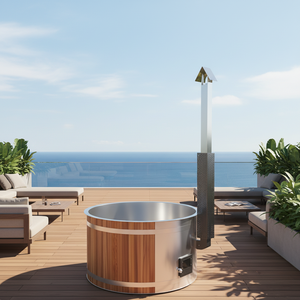 Bain à remous extérieur moderne en cèdre avec revêtement en acier inoxydable pour une récupération musculaire ultime et une relaxation complète - Product Image 1