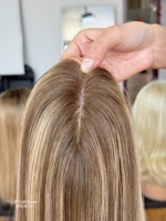 SHY Topper capillaire à clipser en cheveux Remy chinois, base en soie, racines colorées, emballage marque privée, fourniture pour marques