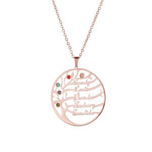 Thép Không Gỉ Cây Cuộc Sống Vòng Cổ Thời Trang Bảng Chữ Cái Thiết Kế Với Cá Nhân Tên Và Birthstone Hiện Đại Đồ Trang Sức Thời Trang - Product Image 5