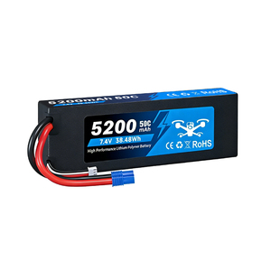 Baterai Mobil RC 7.4V 5200mAh/6500mAh/7600mAh/8000mAh 50C LiPo Hard Case Pack dengan Colokan Deans 4mm untuk Model RC 1/10 - Product Image 1