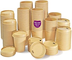 Gobelets en papier à double paroi de qualité alimentaire avec logo personnalisé, 8oz-16oz, pour thé à bulles chaud et café, avec couvercle et impression sérigraphique - Product Image 1