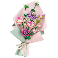 2023 vente chaude Forange briques fleur Bouquet blocs de construction Kits bricolage apprentissage assembler enfants fleur briques cadeau avec lumière LED
