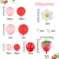 Kit d'arche de guirlande de ballons en latex rose thème fraise, nouveau style, durable, pour décoration de fête d'anniversaire