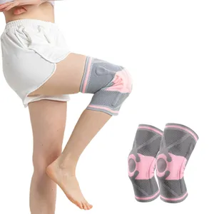 Malha Anti Slip Compressão Ajustável Dobrado Joelho Suporte Brace Spring Loaded Joelho Braces Para Joelho Dor Mulheres e homens