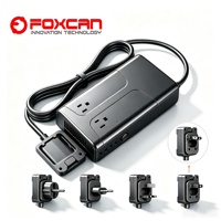 Convertisseur de voyage Foxcan 1600W à onde sinusoïdale pour ordinateur portable avec 2 prises CA, adaptateur USB, multiprise, transformateur de tension 220V/110V