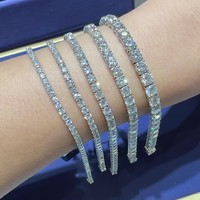 Bracelet tennis en or blanc 9k 14k 18k certifié IGI, bijoux fins, diamants cultivés en laboratoire de 2 mm à 5 mm, bracelet pavé de diamants