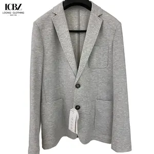 LCBZ新款定制休闲灰色西装男士夏季针织弹力西装外套