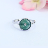 Bagues ajustables en pierre naturelle vintage, jade bleu du Myanmar, jadéite, pour femme, cadeau