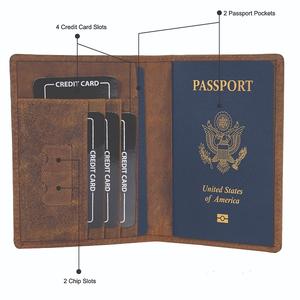 Porte-passeport en cuir véritable fait main de qualité supérieure, blocage RFID, fermeture ouverte, housse de passeport britannique/UK, léger, élégant, unisexe - Product Image 2