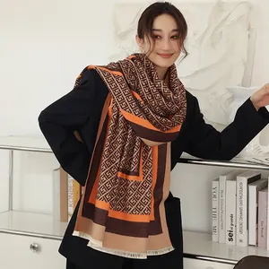 Bufanda de Cachemira suave para mujer, pañuelo de diseño Jacquard de lujo, precio al por mayor, 2022