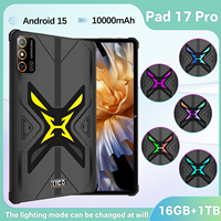 Tablette de jeu Pad 17 Pro 11 pouces 120Hz AMOLED 16 Go de RAM 1 To 108MP Caméra 8000mAh Charge rapide 5G Double SIM GPS Lumières colorées