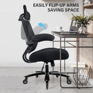 Heavy Duty 500lbs <b>Big</b> and Tall Mesh Office Chair, Ergonomic High Back with Headrest, Flip-up Armrests, Wide <b>Cushion</b>&Quiet Wheels - Product Image 6