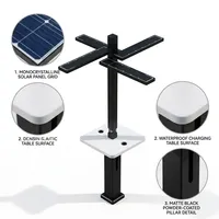Station de recharge intelligente solaire extérieure avec lumière nocturne et charge USB sans fil pour parcs et centres commerciaux, durée de vie de 50 000 heures
