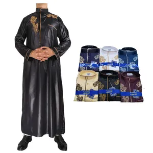 Desain baru jubah pria Muslim pakaian Muslim Abaya Pria Mode Arab Timur Tengah