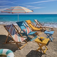 Parasol rayé bohème en polyester avec mât en aluminium réglable, protection UV, pour terrasse et jardin, chaises assorties