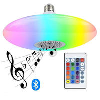 Lampu UFO RGB Pintar dengan Speaker E27, Lampu LED Berubah Warna Model Piring Terbang dengan Remote Control untuk Pesta Kamar Tidur Warna-warni