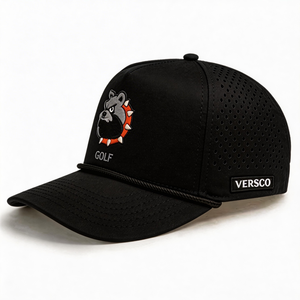 Casquette de baseball 5 panneaux personnalisée avec logo brodé en caoutchouc, imperméable, perforée, découpée au laser, style urbain - Product Image 3