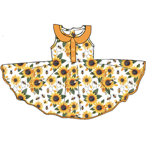 Vestido de Niña con Cuello Peter Pan de Seda de Leche, Vestido sin Mangas con Estampado Personalizado para Niñas Pequeñas - Product Image 3