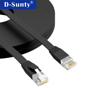 Câble Ethernet plat Cat6 haute vitesse intérieur/extérieur, conducteur en cuivre pur 32AWG, câble réseau LAN UTP RJ45 8P8C, cordon de raccordement noir - Product Image 3