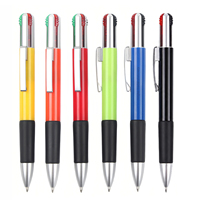 4-in-1 Mehrfarbiger Kugelschreiber mit Metallclip, 1,0mm Glatt Schreibende Plastikstifte mit Schwarzer, Blauer, Roter, Grüner Tinte, Individuelles Logo Transferdruck OEM