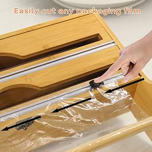 Distributeur de <span class=keywords><strong>papier</strong></span> d'emballage 4 en 1 et porte-serviettes en bambou Distributeur de <span class=keywords><strong>papier</strong></span> d'<span class=keywords><strong>aluminium</strong></span> et de <span class=keywords><strong>papier</strong></span> ciré Organisateur de <span class=keywords><strong>papier</strong></span> d'<span class=keywords><strong>aluminium</strong></span> et de plastique avec coupeur - Product Image 2