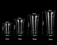 Fournitures de traiteur en gros pour fêtes : Gobelets jetables en plastique PET sans BPA pour crème glacée, yaourt, boissons et jus, avec couvercles plats ou bombés