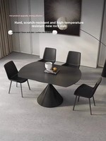 Table à manger extensible et pliable en quartz de style français, ton crème, moderne et minimaliste, ronde ou carrée, pour 8 personnes