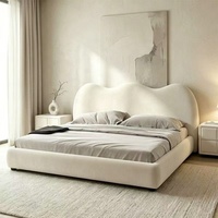Lit douillet en tissu de coton rembourré, style français, amovible et lavable, taille Queen, pour usage domestique ou hôtelier, ensemble de lit moderne blanc à vendre