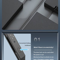Serrure numérique intelligente de luxe à double caméra Tuya avec interphone en temps réel, identification faciale, empreinte digitale et mot de passe Wi-Fi
