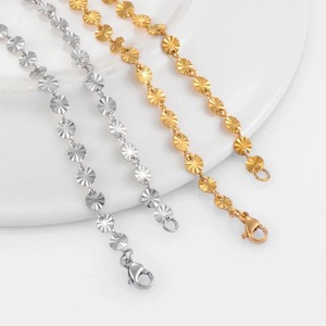 Collier unisexe tendance classique en acier inoxydable plaqué <span class=keywords><strong>or</strong></span> 18 carats, chaîne à maillons ronds faite à la main - Product Image 4