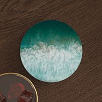 Sous-verre antidérapant en terre de diatomée motif Plages de sable bleues avec support magnétique, accessoires pour boissons, décoration maison, mariage, bureau