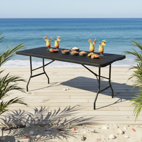 Table de pique-nique pliable en métal moderne, légère et durable, en HDPE noir, pour une utilisation en extérieur