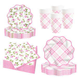 DAMAI - Juego de Vajilla Desechable para Fiestas, Vajilla Desechable para Fiestas de Té, Platos, Vasos y Servilletas de Papel - Product Image 3