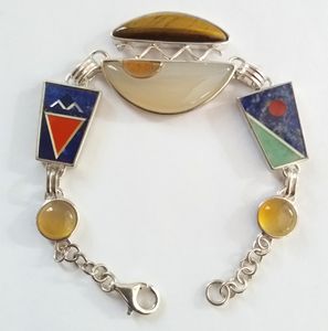 Pulsera elástica de piedras preciosas, joyería fina, ajuste de bisel informal de lujo - Product Image 1