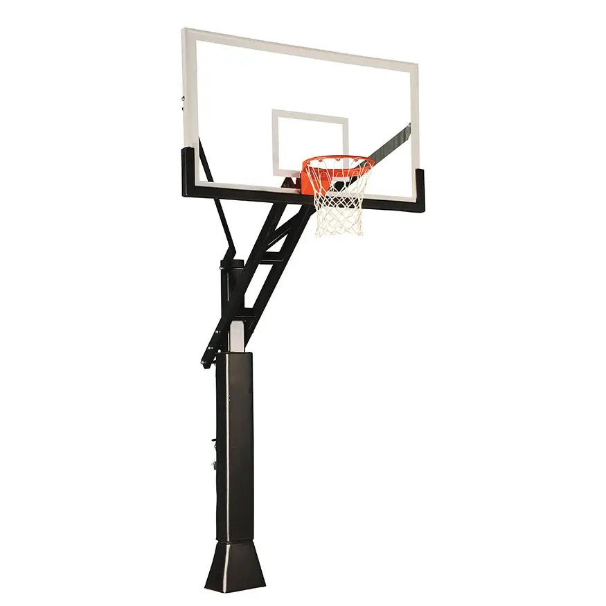 In-Ground Basketball Systems with Adjustable-Height Tempered Glass Backboard and Pro-Style Breakaway Rim