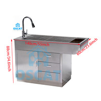Table d'examen vétérinaire multifonctionnelle OSCAT ET-9 en acier 304 avec support IV durable pour clinique vétérinaire