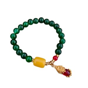 Pulsera de Jade PFT con Cuentas de Ágata y Calcedonia Pixiu - Estilo Étnico Unisex para Atraer la Riqueza y la <span class=keywords><strong>Buena</strong></span> Fortuna - Joyería de Regalo - Transmisión en Vivo - Product Image 5