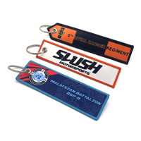 Porte-clés en tissu personnalisé avec logo d'usine, étiquette personnalisée double face, texte et broderie, patch tissé, étiquettes pour porte-clés