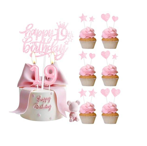 Décoration de gâteau Joyeux 5ème Anniversaire avec des décorations de cupcakes en forme d'étoile scintillante pour la fête de naissance ou l'anniversaire de bébé - Product Image 2