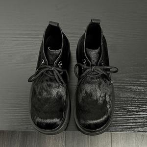 Nuevas botas Martin de pelo de caballo negro para hombre, de suela gruesa, tacón alto, caña alta, acolchadas para invierno, cortas, hechas de piel de caballo. - Product Image 2