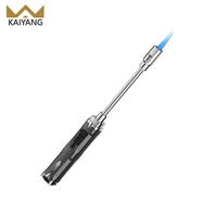 Briquet torche au butane robuste moderne avec long bec, rechargeable, résistant au vent et à l'eau, construction métallique pour barbecue, camping et usage extérieur
