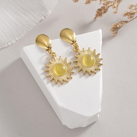 Boucles d'oreilles pendantes en acier inoxydable plaqué or 18 carats PVD, hypoallergéniques, résistantes à l'eau, non ternissables, avec pierre, vente en gros 2025